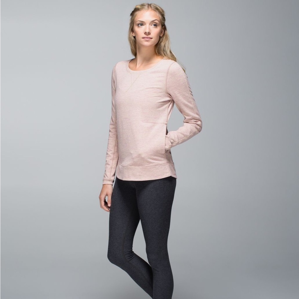 Lululemon Exhalation Pullover II Heathered Marled Mojave Magenta Pink size 6 EUC